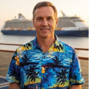 VINTAGE STYLED VACATION TROPICAL MEN'S SHORT SLEEVE SHIRT WITH CLASSIC PRINT